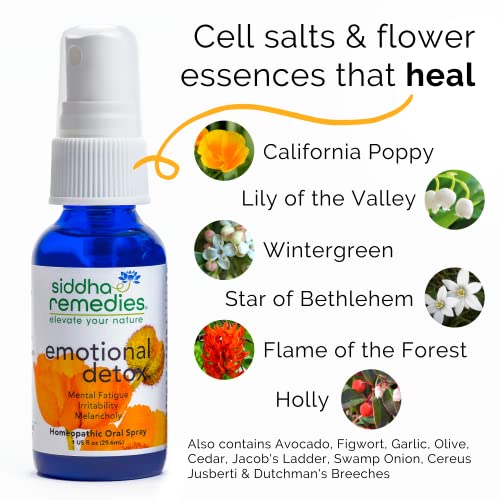 Siddha 0897186002078 Remedies Emotional Detox Homeopathic Oral Spray For Melancholy, Irritability & Mental Fatigue | 100% Natural Homeopathic Medicine Remedy thumb #1
