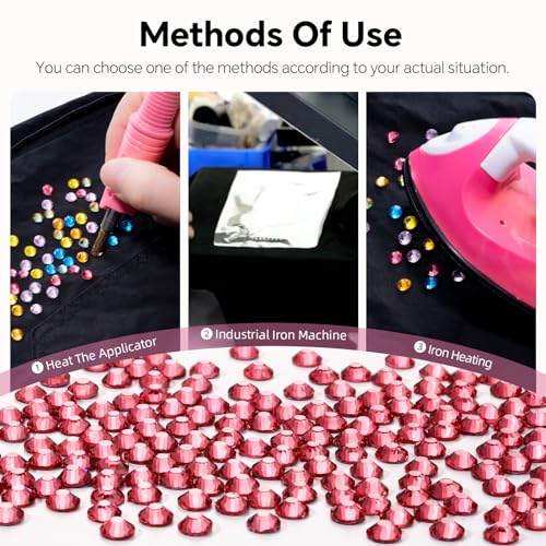 Image of Hotfix Rhinestones Bulk 3000PCS SS8 (2.3-2.5mm), Rose Glass Rhinestones for Clothes, Tumblers, Shoes DIY, Heat Transfer Flatback Gems for Crafts & Decoration