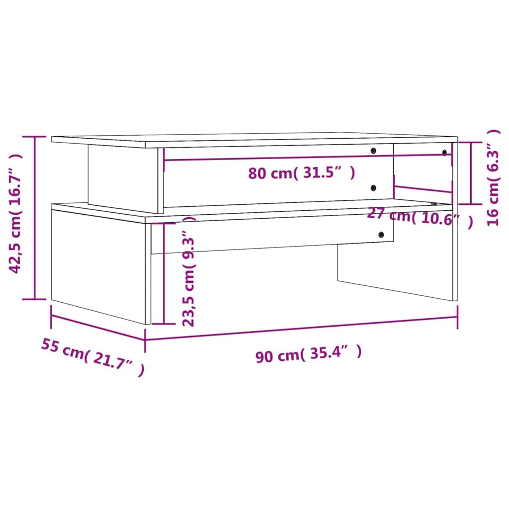 Homgoday Tavolino da caffè grigio cemento, 90 x 55 x 42,5 cm, tavolino da tè per soggiorno, sala d'accoglienza degli ospiti, camera da letto e mobili da ufficio
