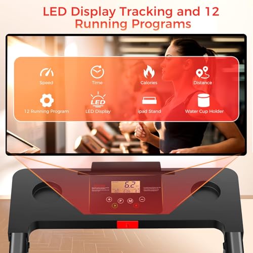 Image of Treadmills for Home, Walking Pad with Handle Bar - 3.0 HP Portable Foldable Treadmill, 350 LBS Weight Capacity, LED Display, Compact Design - Ideal for Home Users, Office Professionals