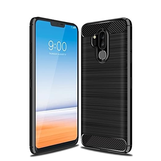 CruzerLite LG G7 skal, LG G7 ThinQ fodral, kolfiber stötdämpning smalt flexibelt fodral för LG G7/ LG G7 ThinQ, Svart