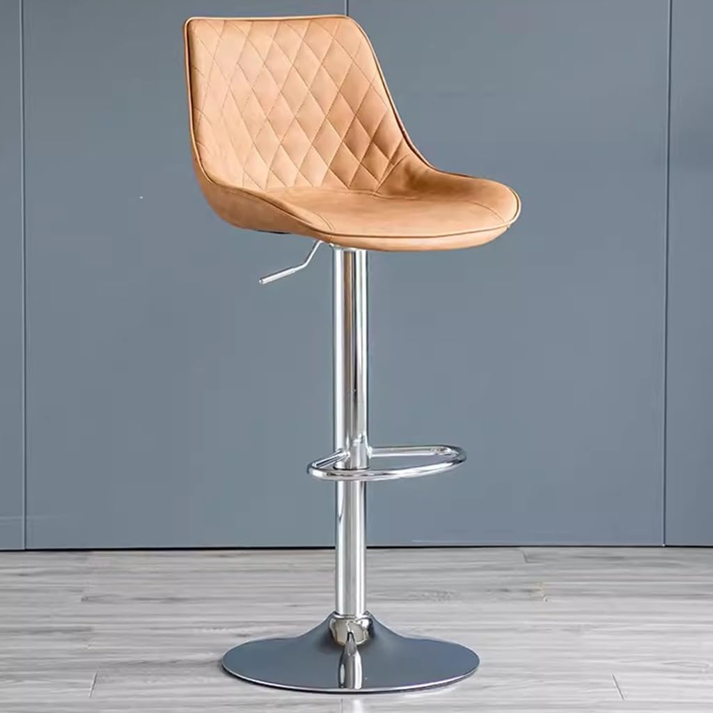 Kitchen Island Stool Grey, PU Leather Counter Height Barstools With Back, Height Adjustable Swivel Bar Chairs, Modern Armless Breakfast Bar Stools For Restaurant, Office(/Brown,B)