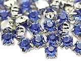 Allstarco 6mm SS30 Sapphire Lt. Sew on Crystal Diamante Rhinestone Rose Montee Beads for Sewing and Crafts Jewelry Making Wedding Dress Embelishments 100 Pcs