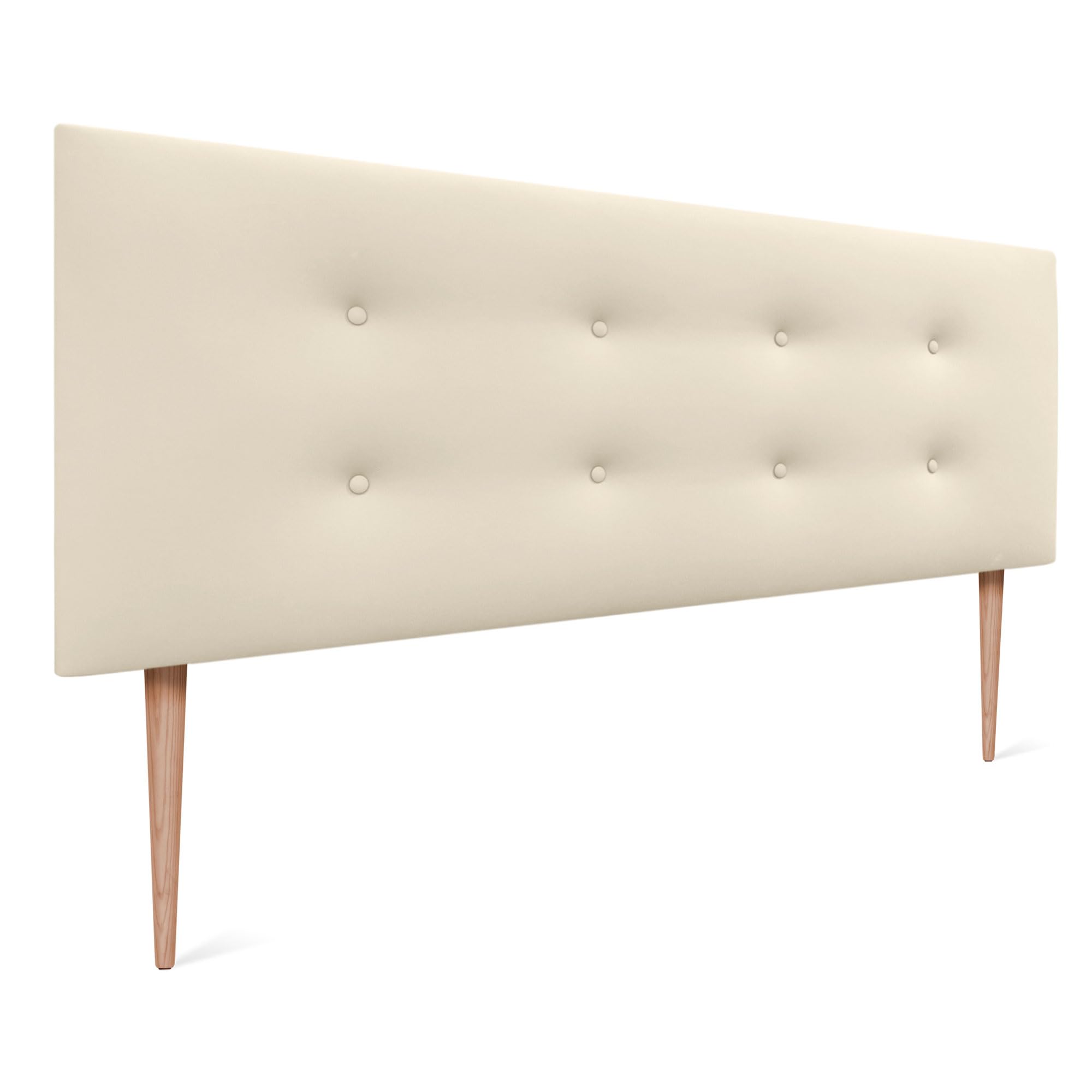 DHOME Cabecero de Polipiel o Tela AQUALINE Pro con 2 Hileras de Botones y Patas Cabezal Tapizado Cama Lujo (Polipiel Vainilla, 150x105cm (Camas 150/160))
