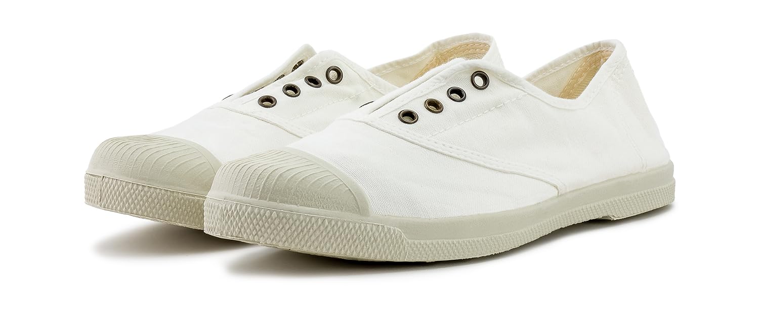 Natural World Eco - Zapatillas Mujer Casual de Algodón Orgánico - Sneakers Sostenibles con Suela de Caucho Natural - Veganas - Fabricadas en España - Blancas - Modelo 102