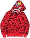MINIDORA Felpa con Cappuccio per Bambini e Ragazzi Bape Giacca con Cappuccio E Zip Tessuto Liscio con Stampa di Squalo Manica Lunga Pullover XL,Rosso