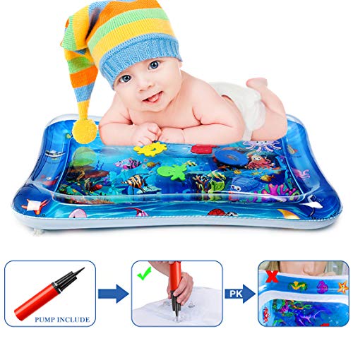 POWOBEST Tummy Time Baby Water Mat, Infant Inflatable Activity Play Mat Toddler Sensory