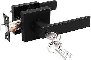 Probrico Interior Front Entrance Door Locks Door Lever Entrance Door Knobs Door Lock Entry Keyed Entrance Lockset in Black Each Lock with 3 Keys Keyed Alike
