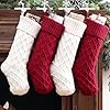 Christmas Stockings 4 Pack 18 Inch Large Cable Knit Xmas Stocking for Family Knitted Country Rustic Personalized Holiday Indoor Decorations Burgundy Red Cream White