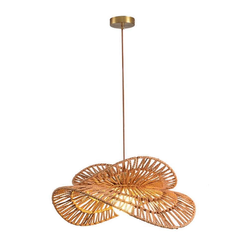 YNAHZAOK Boho Pendant Light Fixture for Bedroom Living Room Wabi-sabi Style Dining Room Study Chandelier E27 Screw Pendant Lamp for Entryway Foyer Creative and Personalized Hemp Rope Hanging Lamp
