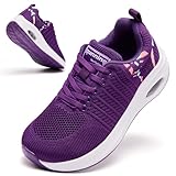Wide Fit Womens Trainers Arch Support Ladies Trainers Plantar Fasciitis Orthopedic Shoes Air Cushion Comfortable Breathable Mesh Non Slip Outdoor Running Shoes Purple 7 UK