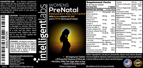 Intelligent Labs Women's Prenatal Multivitamin, 25 Essential Pregnancy Vitamins And Minerals, With 5-Mthf Activated Folate, Active B12 And B6, Easy-To-Take, 2 Months Supply #TOP1