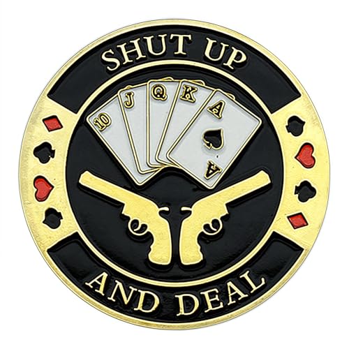 Poker Card Guard, Weights for Poker, Poker Gifts for Men, Poker Card Protector, Poker Accessories, Poker Chips with Plastic Case (Shut UP and Deal)