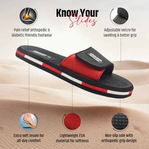 Image of ASIAN Men's AFG-707 EVA Ortho Slippers | Orthocushion Pain Relief Slides with Soft Strap | Lightweight Slides for Daily Use