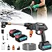 Cordless Pressure Washer, 21V Portable Pressure Washer, 62 Bar/899 PSI High-pressure Washer Battery Handheld Power Washer with 6-in-1 Adjustable Nozzle, 5M Hose, 2 Battery for Car/Floor/Patio Cleaning