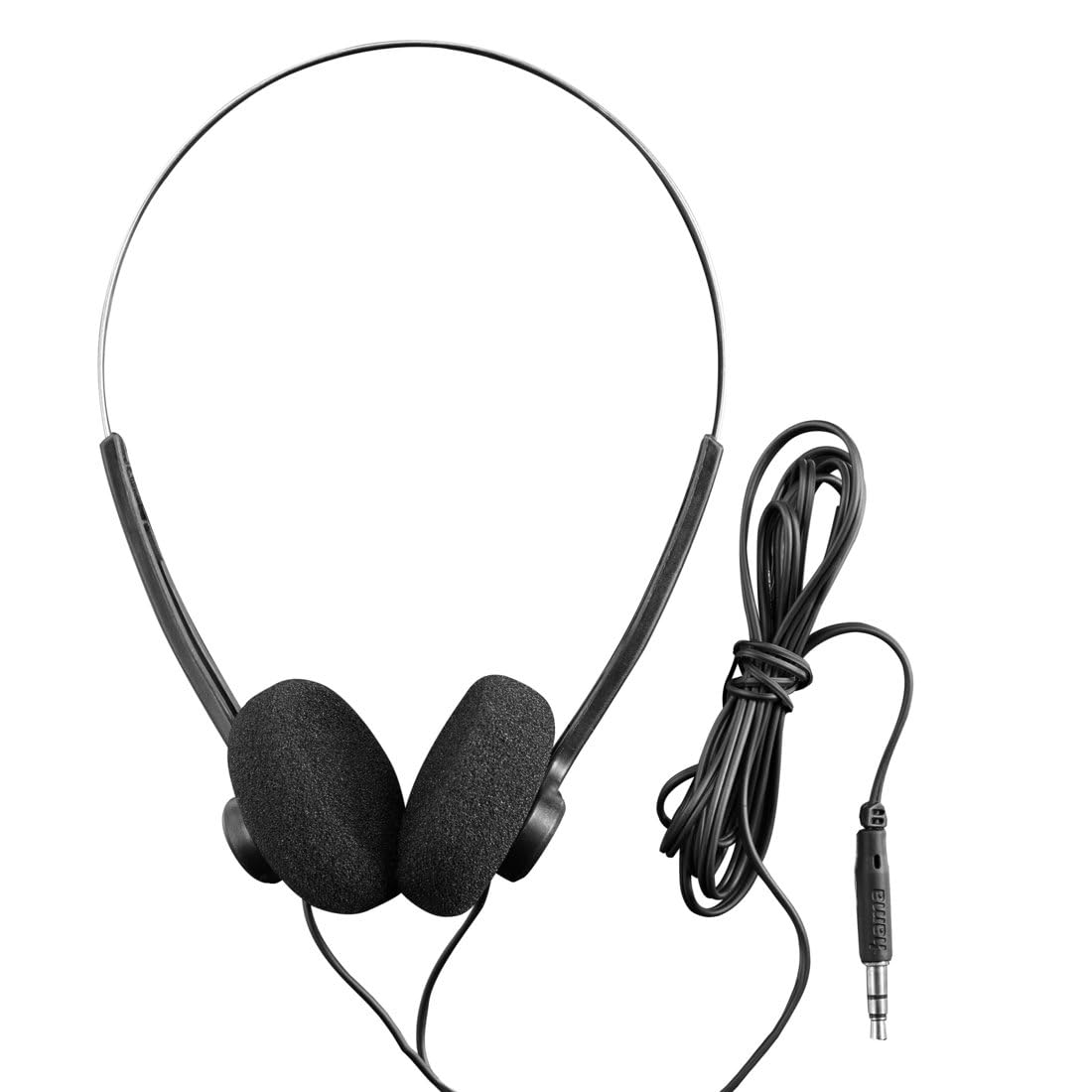 HAMA Slight II Słuchawki Przewodowe Nauszne, Czarne, Lekkie, Kompatybilne z urządzeniami 3.5 mm Minijack, Regulowany Pałąk, Długi Kabel, Czysty Dźwięk
