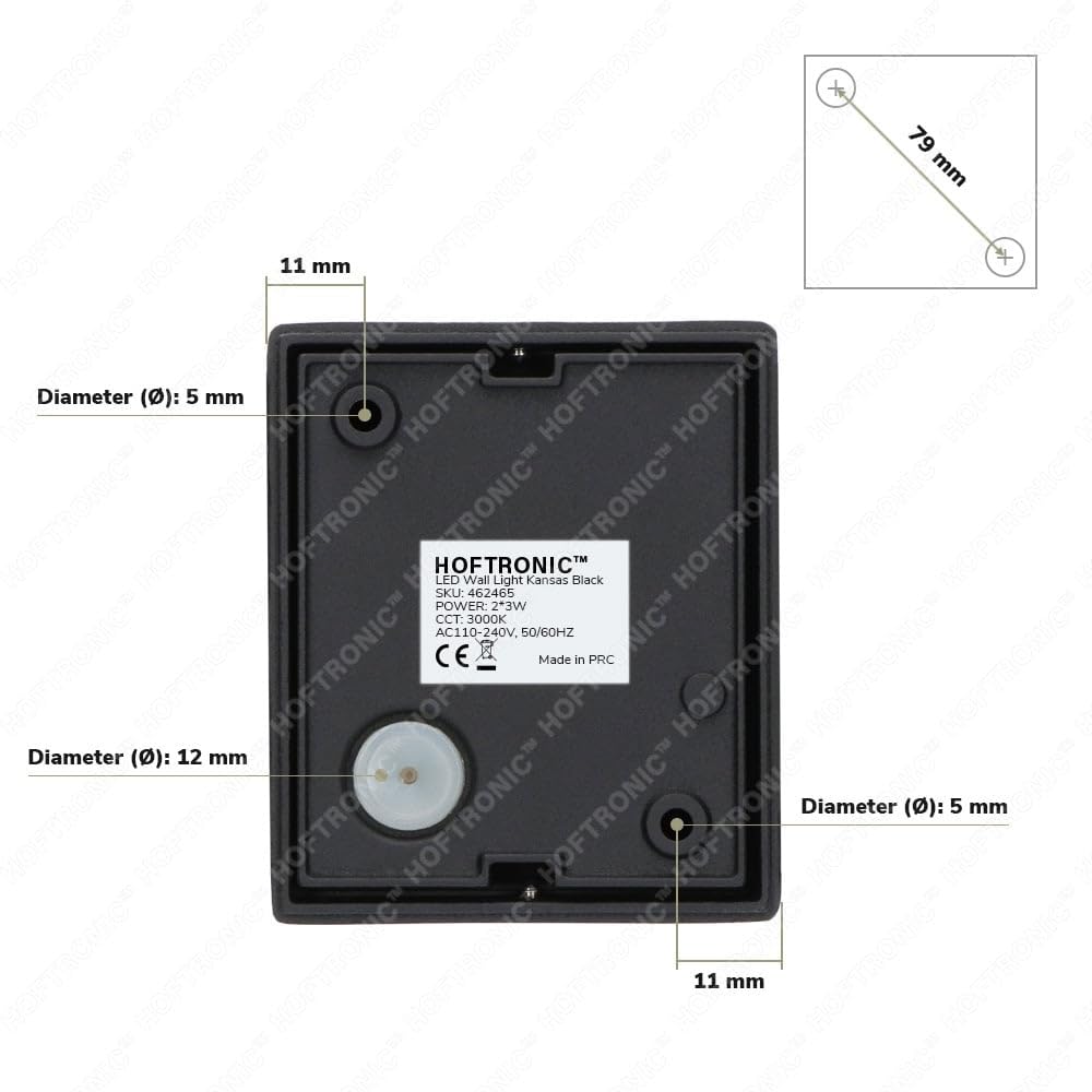 HOFTRONIC - Kansas Smart Wandleuchte mit WiFi und Bluetooth - dimmbar - Würfel - 6W - RGBWW - Up & Down - Schwarz - WLAN