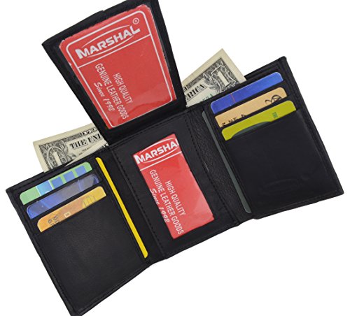 Men's Lambskin Leather Trifold Center Flap Double ID Credit Card Holder Wallet3