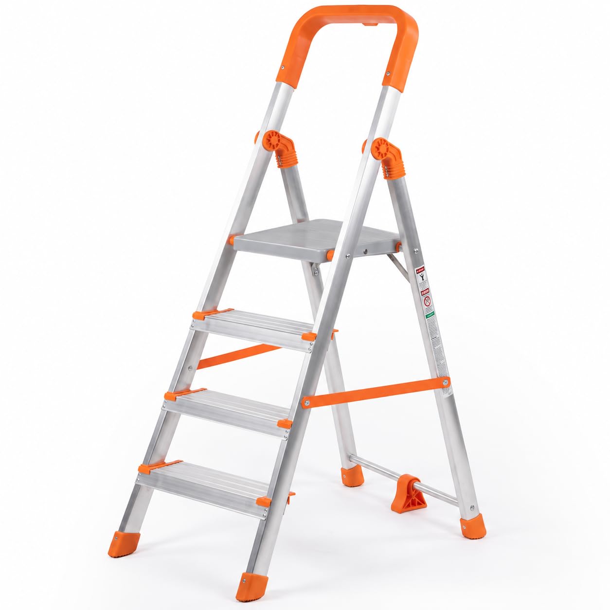 HOUZA Aluminium Ladder for Home 6 Steps Foldable with Railing & Anti-Skid Wide Steps | 6 Step Ladder for Home Use, Kitchen & Household | 250 Kg Load Capacity Folding Ladder | 5 Year Warranty (Orange) — Amazon image 19
