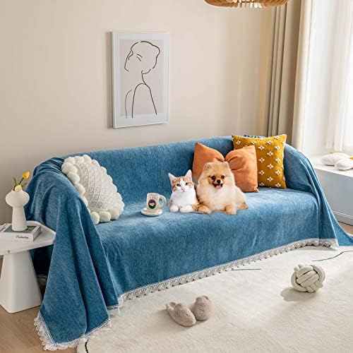 Sofa Slipcover 1-Piece Sofa Cover Dogs Friendly Non Slip Pet Protector Furniture Covers for Sectional Sofa Couch Cover for 3 Cushion Couch Sofa Couch Protector From Cats Kids,71''X118''Dusty Blue