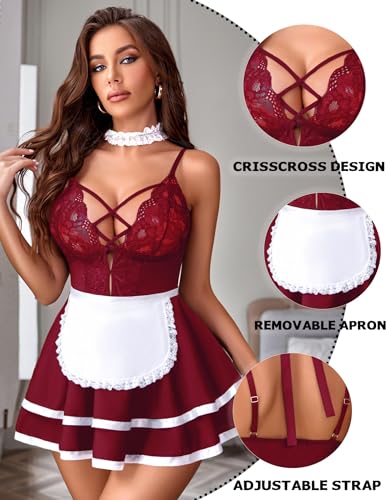 Image of SSoShHub Premium UltraSoft Babydoll Lingerie Bikini Swimwear Mini Chemise Mesh Wedding Bikini Nightie Bodysuit Skirt Bridal Honeymoon Valentine Halloween Nightdress
