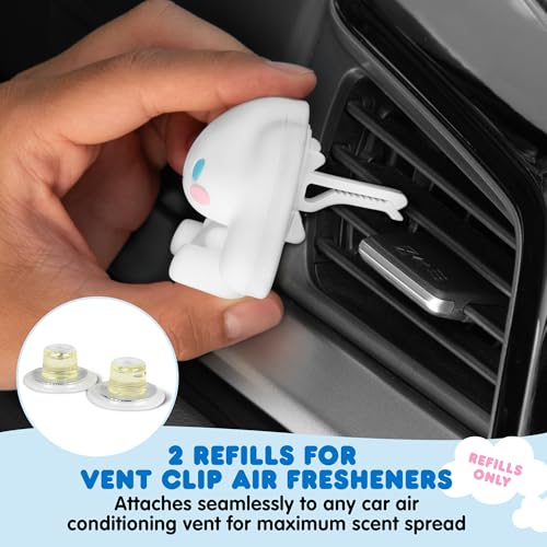 Image of Hello Kitty Car Air Freshener Refills 2-Pack - Fresh Cotton Scent - Cute and Long-Lasting Cinnamoroll Car Accessories, Odor Eliminator, Fun Scents, 30 Days Freshness (2 Refills)