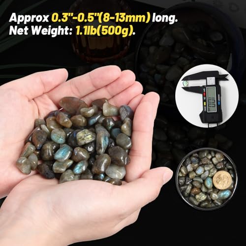 Image of 1.1lb Natural Crushed Labradorite Crystal Chips Bulk | Tumbled Healing crystals, Crushed Gemstones for Crafts, Home Decor, Beautiful Package for Gift