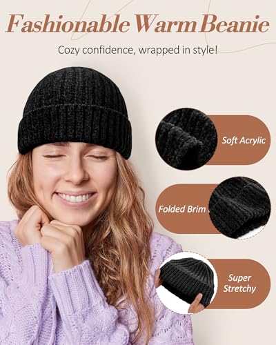 LiuSuper Hat Scarf Glove Set for Women, with Womens Beanies for Winter, Long Scarf and Touchscreen Gloves 3 in 12