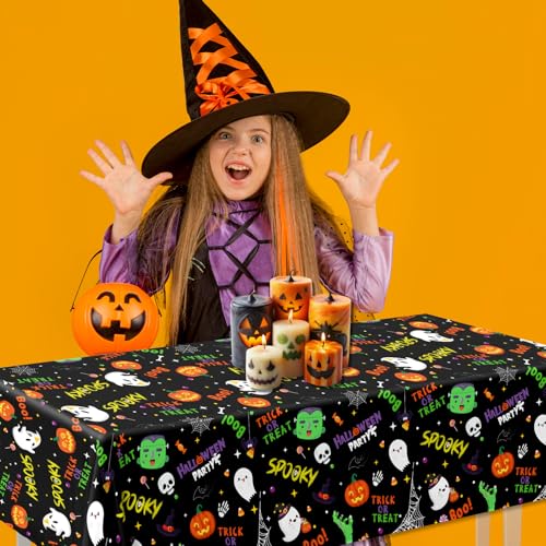3PC Halloween Spider Web & Ghost Tablecloth Scary Decorations