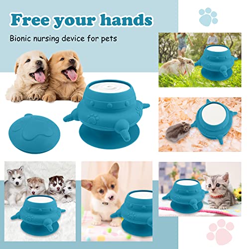 Kddfn Puppy Milk Feeder - Puppy Feeder Pet Self Feeding Device with 4 Nipples for Multiple Puppies Newborn Kitten Bottles Nursing Supplies for Puppy Feeding Station Nursing (Blue) - Image 8