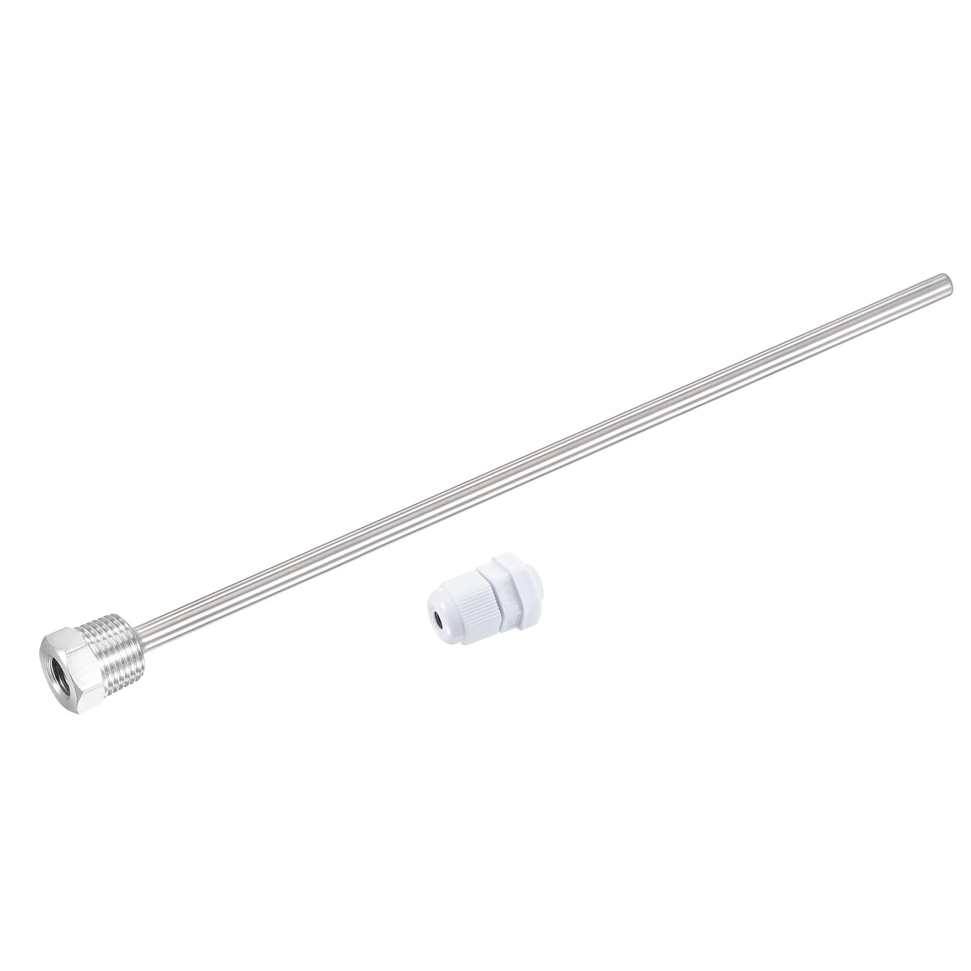 sourcing map 8mm Diamètre G1/2 Puits Thermométrique Sans Soudure Acier Inoxydable 304 300mm Longueur pour Bière Fermenteur