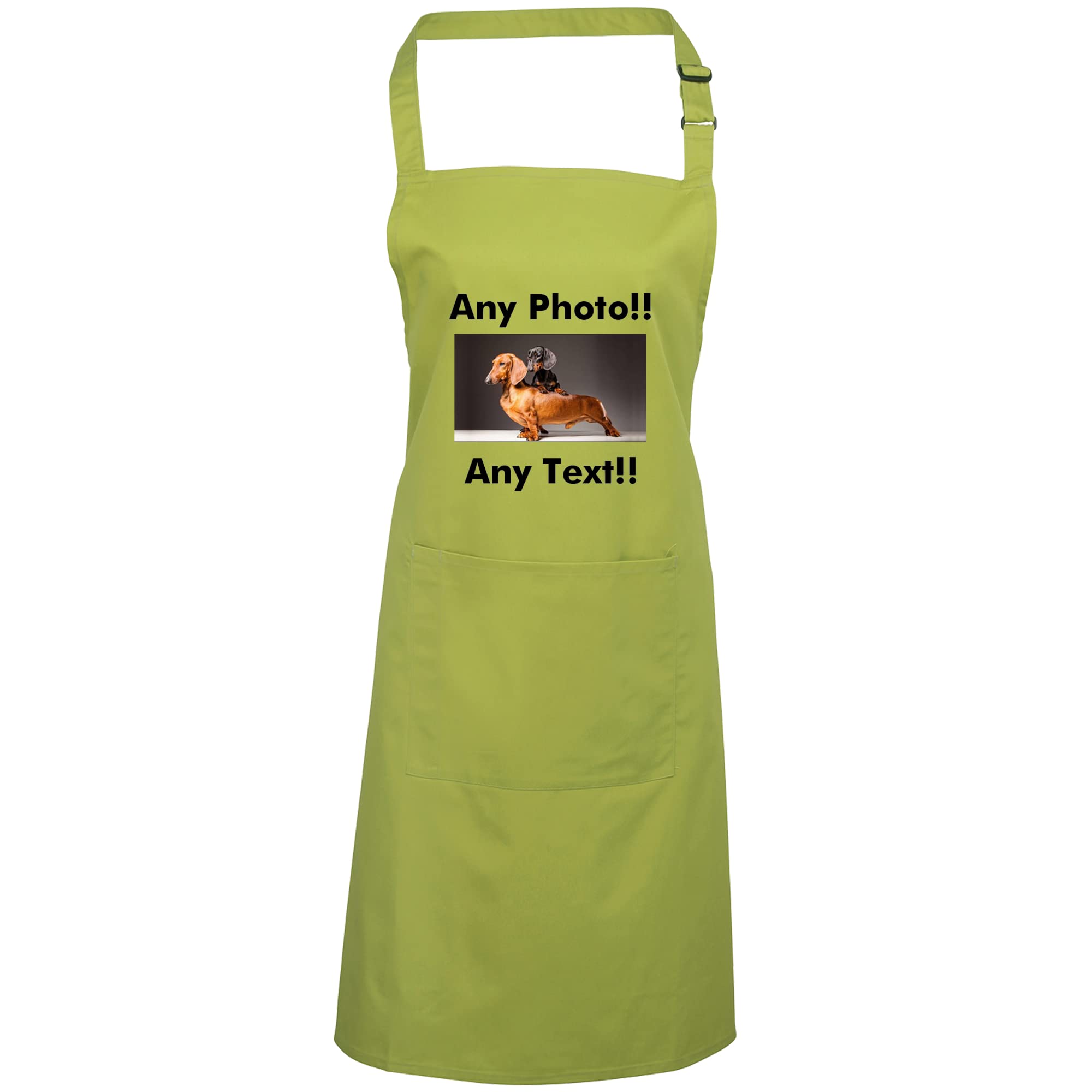 Mr Jeans Personalised Apron For Women Men - Any Text Any Photo - Customised Aprons Kitchen Baking Funny With Pockets - 38 Colours (Lime)