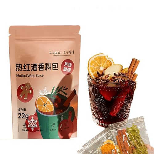 Kit de Especias para Vino Caliente con Canela y Clavo para Sidra de Manzana a Fuego Lento, Ponche Caliente y Bebidas Festivas Navideñas.(3 Spice Packets+3 Fruit Packets)