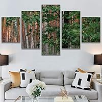 SIGNWIN 5 Panel Canvas Wall Art Rustic Woods for Home Decorations Ready to Hang - 60
