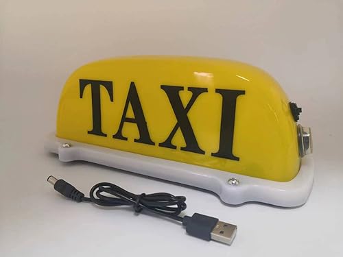 Miniatura 1 de Letrero de taxi USB para techo de cabina, luz LED, batería recargable, señal de taxi con base magnética, impermeable, luz blanca (amarillo)