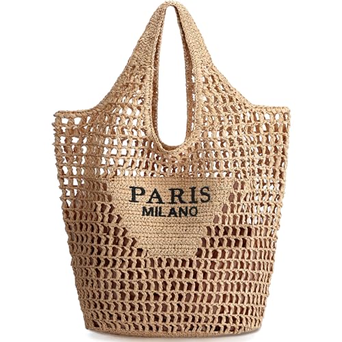 Image of Hommtina Straw Beach Bag - Womens Crossbody Shoulder Vacation Purse for Summer