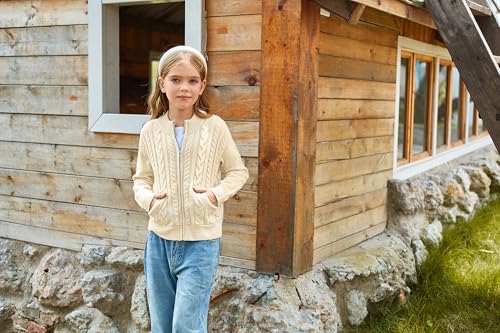 Image of GRACE KARIN Girls Knit Cardigan Sweater Zip Long Sleeve Kids School Uniform Fall Jacket Size 6-14