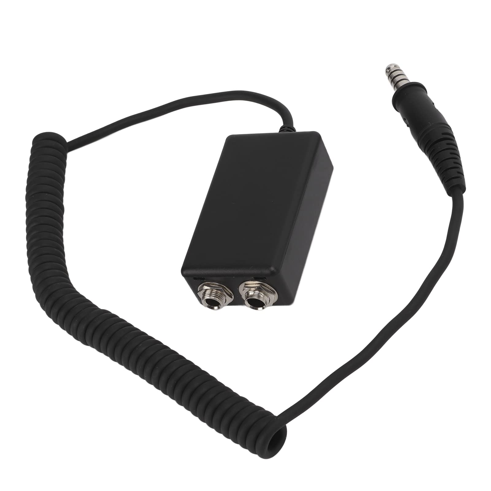 Adapterkabel für Hubschrauber-Headset zu General Aviation, U174-Stecker auf GA-Doppelbuchsen, Flugzeugpilot-Kopfhörer-Konverter, Verlängerungskabel, Schwarz, 150 cm, 59,06 Zoll