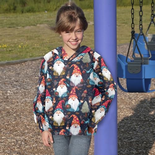 Kids Hoodies Sweaters Christmas Gnome Dwarfs Hooded Sweatshirts with Big Pockets for Boys Girls B04000034