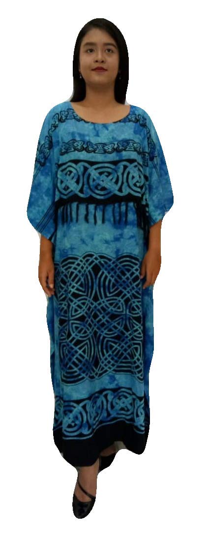 Cool Kaftans Women's Blue Black New Celtic Kaftan Caftan Dress Plus One Size Cool Soft (Free Size, )