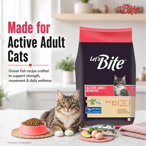 Image of Let's Bite Active Adult Dry Cat Food 1kg+ 1kg (Total 2kg)