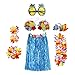 Kagodri 8 piezas hawaianas fiesta hula danza conjunto hawaiano flor guirnalda playa falda banda muñeca piña gafas de sol clip pelo