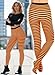 ToBeInStyle Women's Colorful Opaque Striped Tights Pantyhose Stocking Hosiery - Black/Neonorange - One Size