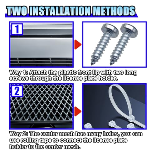 Car Front License Plate Bracket Hardware Kit, Waterproof Front Bumper License Plate Frame Tag Mount Adapter, Universal License Plate Holder with 6 Screws and Wrench for Car/SUV/Truck