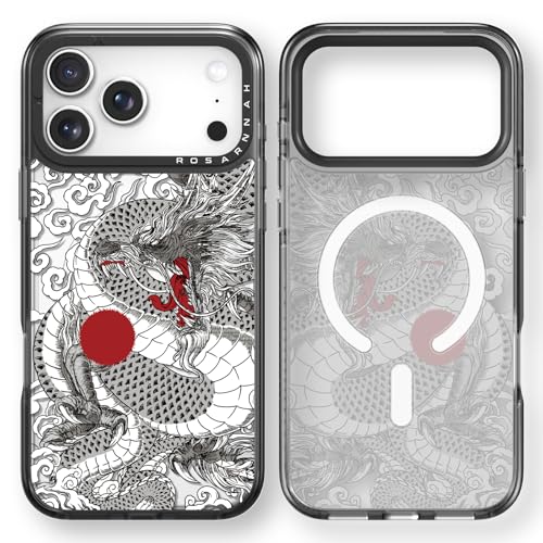 Coque iPhone 17 Pro Max Magsafe noire avec motif dragon chinois 6.9"