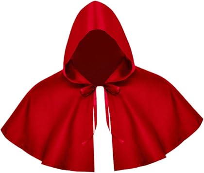 Short Medieval Hooded Cape Halloween Cosplay Cape with Tie Halloween Cloak for Adults Medieval Death Coat Scary Capes for Carnival Fancy Dress Red