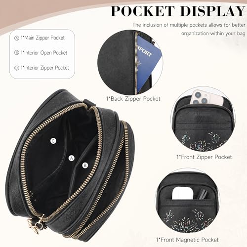 Image of Small Crossbody Bags for Women, RFID Phone Purse with Card Slots, Triple Compartments Lightweight Shoulder Bag