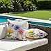 JANGYUHH 2er Set Outdoor Kissen 40x40 cm Kissenbezug Wetterfest Modern Farbe Blumen Dekokissen Sommer Lila Kissenbezüge für Garten Sofa Couch Wohnzimmer Schlafzimmer Doppelseitiges Muster Kissenhülle