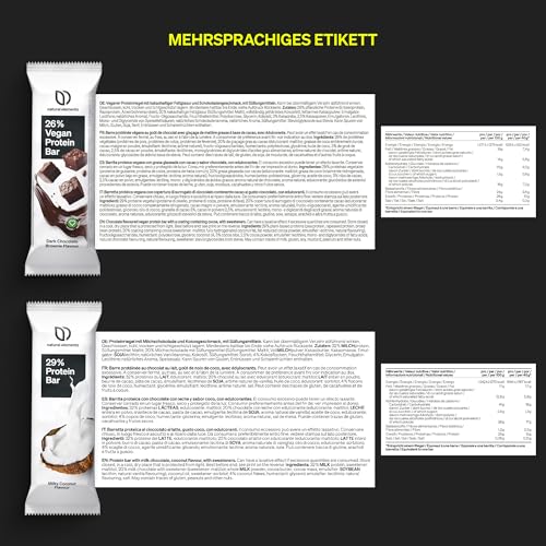 natural elements Proteinriegel Mixed Box – verschiedene Low Sugar Eiweißriegel – 8 Stück mit bis zu 13g Protein – vegetarisch, ohne Palmöl – in Deutschland laborgeprüft