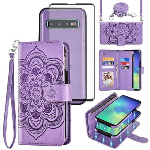 Coque Samsung S10 Plus antichoc avec vitre et fermeture portefeuille fleur